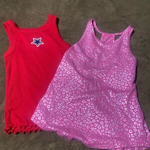 bcg Pink Metallic Leopard Tank & Red Star Ribbed Tank Duo